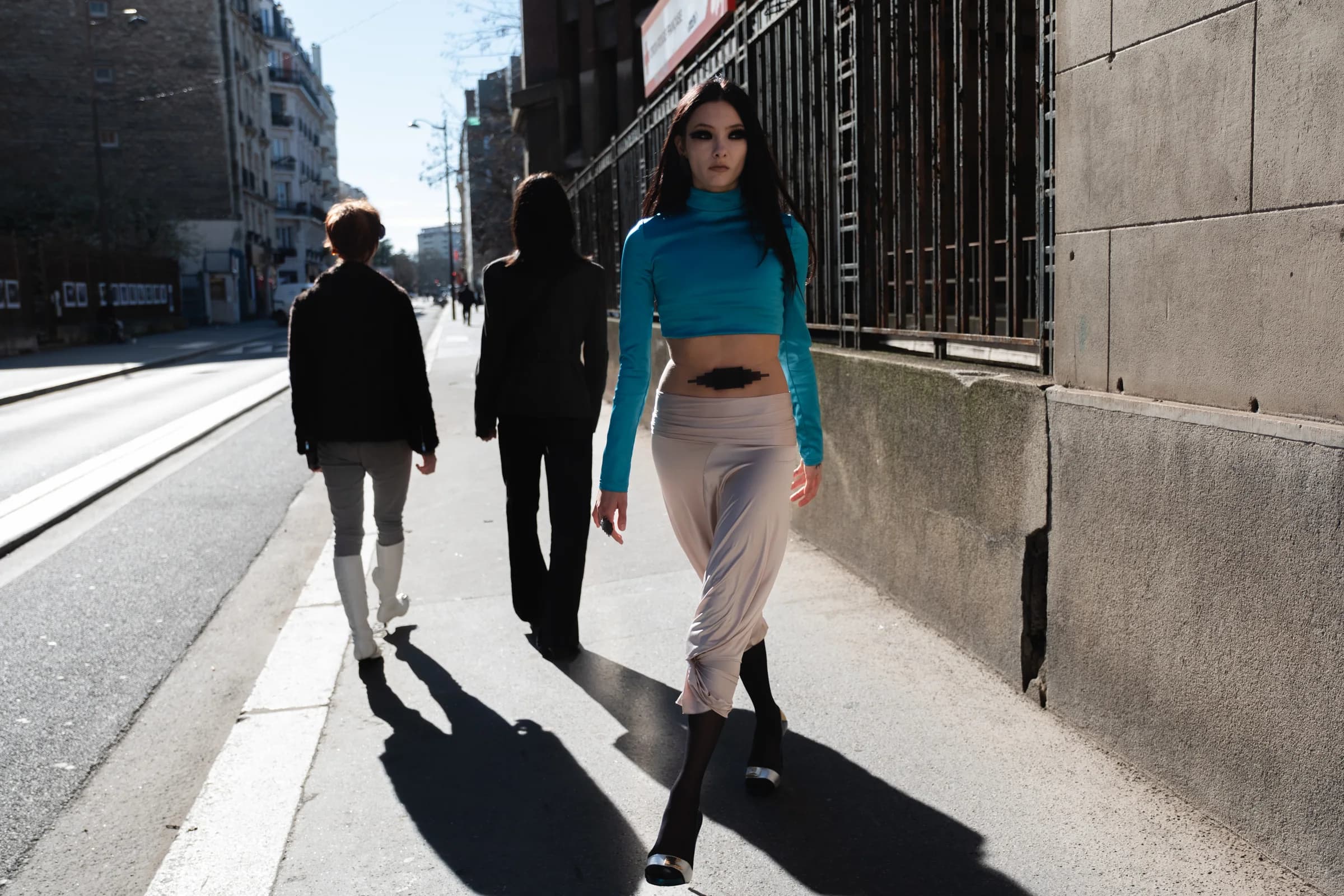 models wearing iseder on a city street
