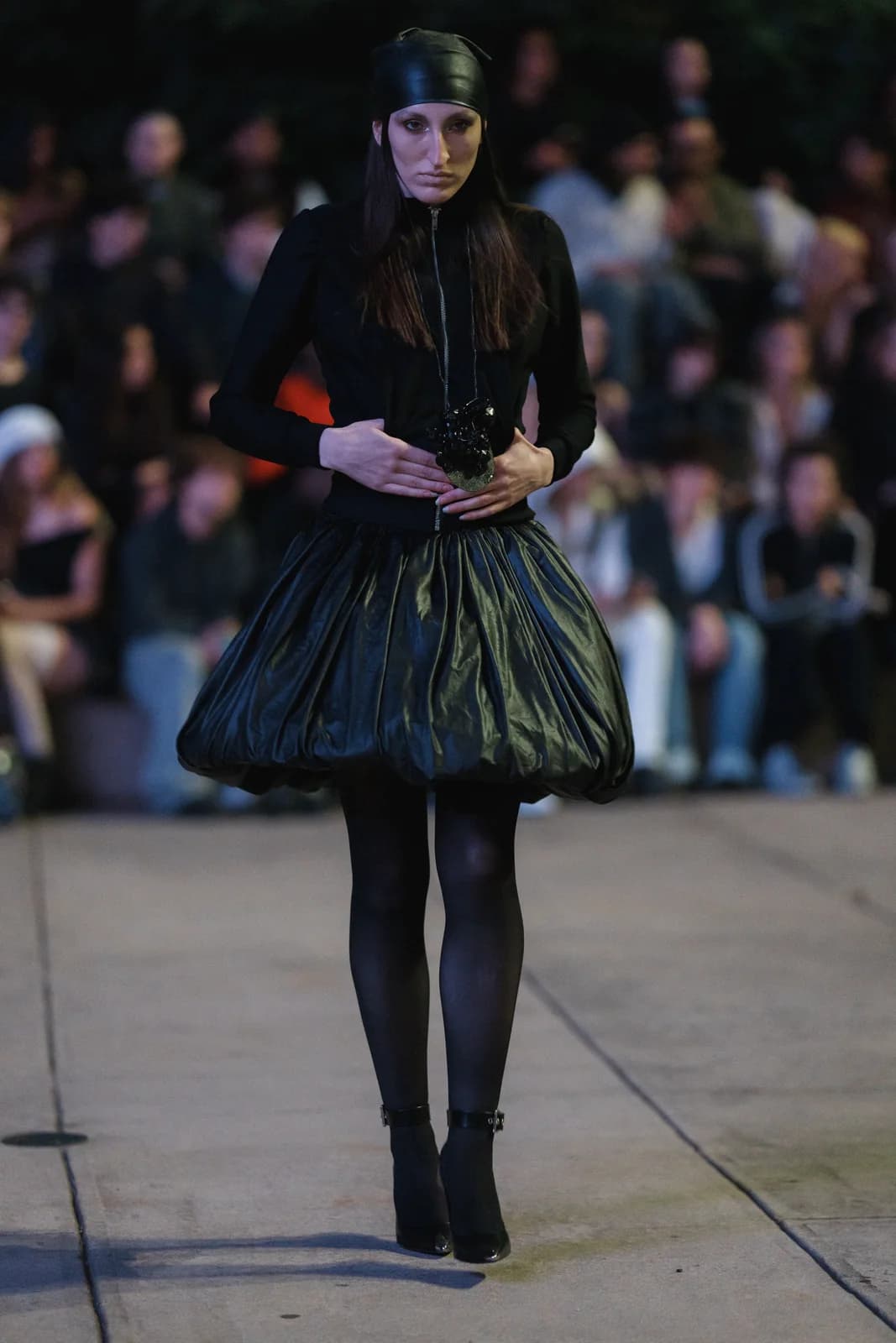 model wearing look 16 from the iseder spring/summer 2024 runway collection