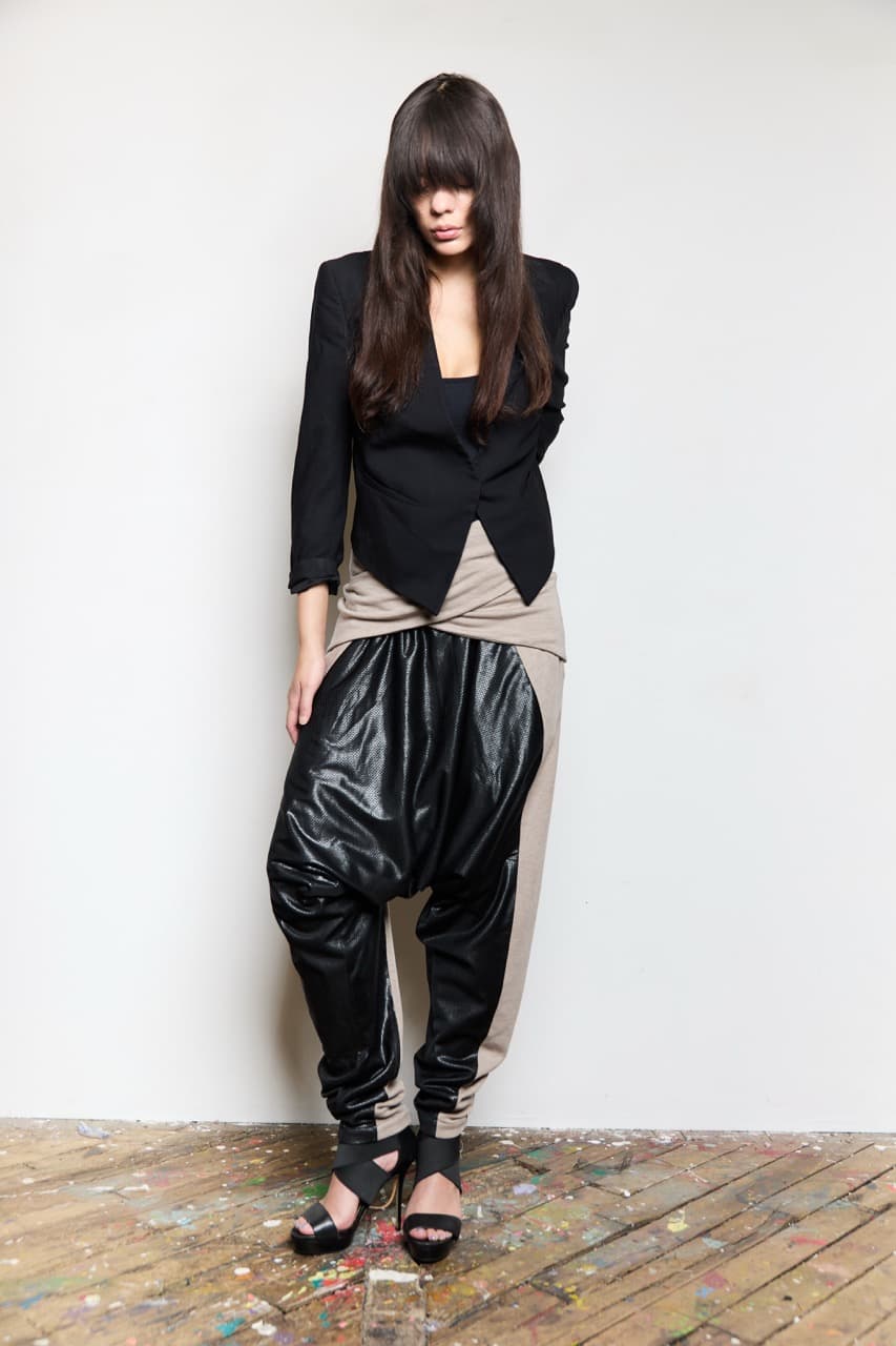 wool melange drop crotch sweatpants, view 1