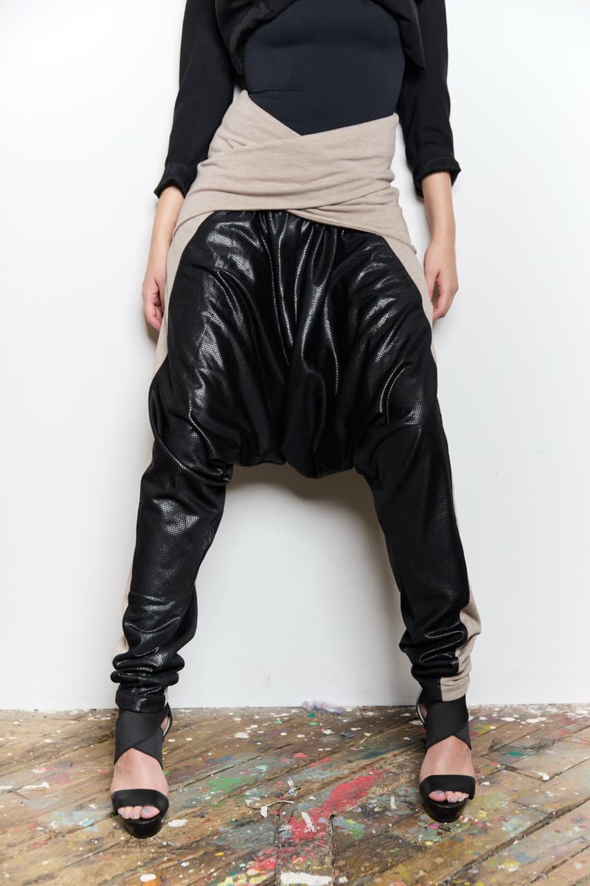 wool melange drop crotch sweatpants, view 2