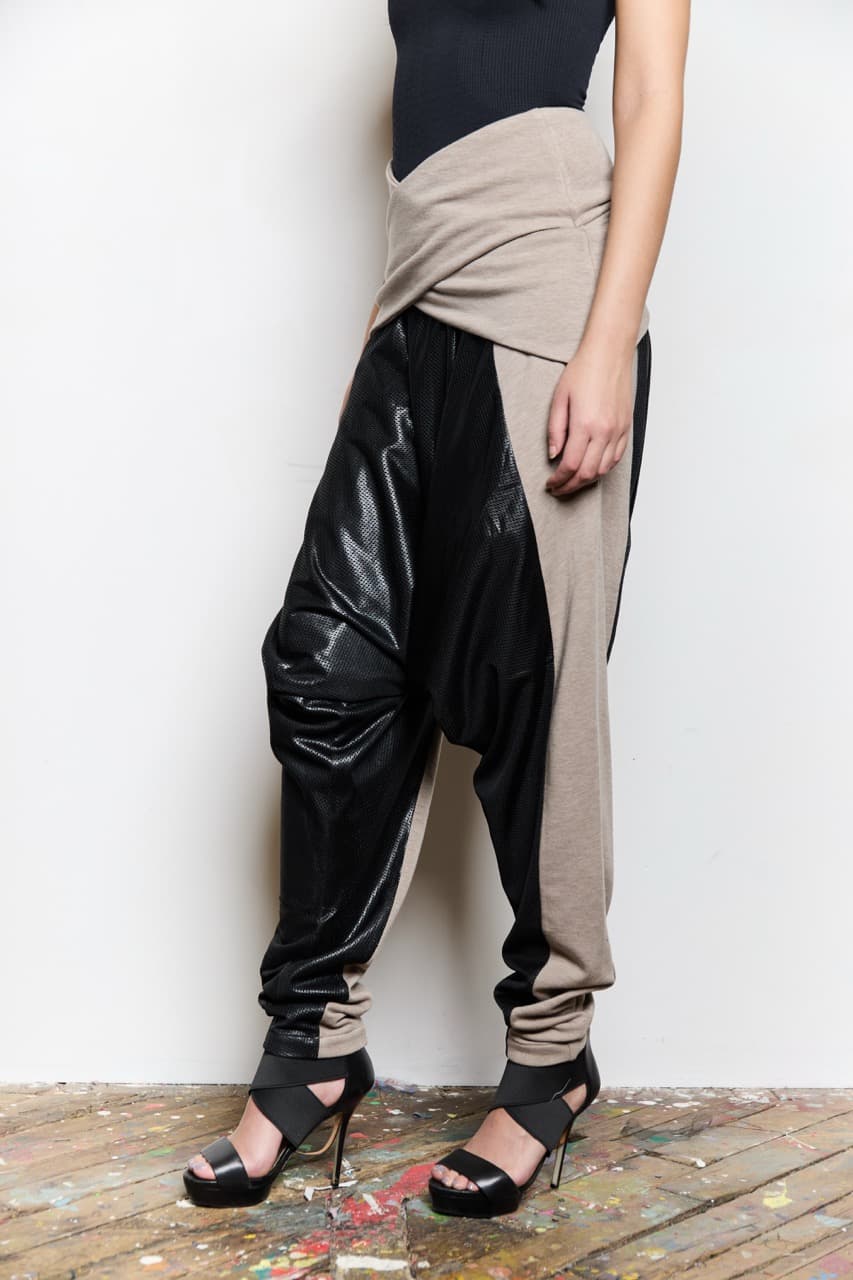wool melange drop crotch sweatpants, view 5