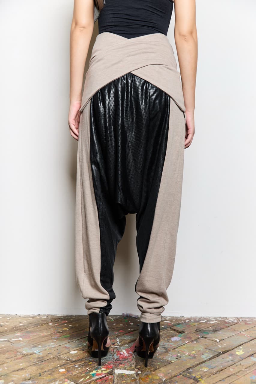 wool melange drop crotch sweatpants, view 4
